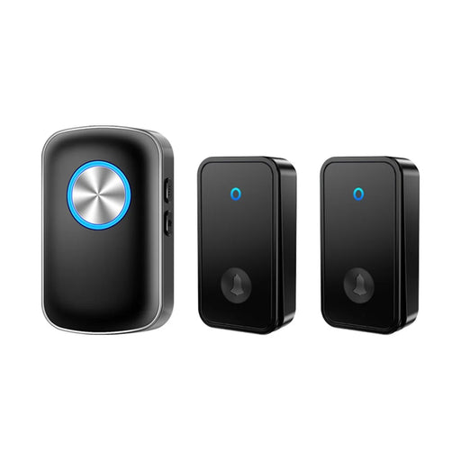 CACAZI FA28 Smart Wireless Doorbell, 2 Transmitter + Receiver Self-Generating Doorbell - Black / US Plug - 1