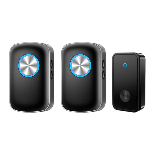CACAZI FA28 Wireless Doorbell Set with Self-Generating Transmitter + 2 Receiver Smart Home Doorbell - Black / US Plug - 1