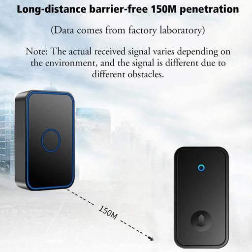 CACAZI FA78 Self-Generating Wireless Doorbell for Home Transmitter + Receiver Smart Doorbell - Black / US Plug - 2