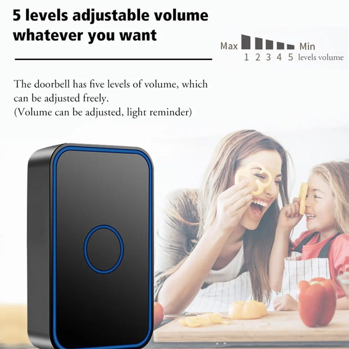 CACAZI FA78 Self-Generating Wireless Doorbell for Home Transmitter + Receiver Smart Doorbell - Black / US Plug - 4