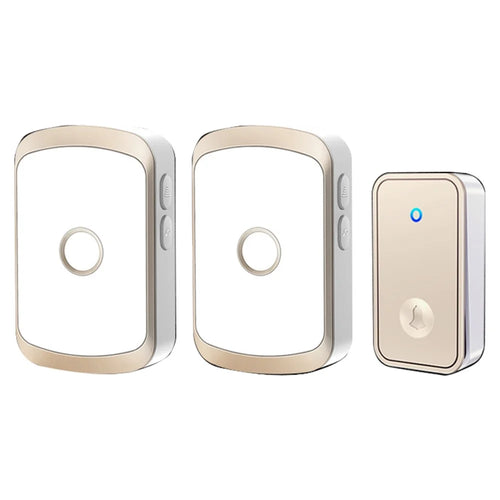 CACAZI FA50 Smart Wireless Doorbell Set Transmitter + 2 Receiver Self-Powered Doorbell for Home - Gold / US Plug - 1