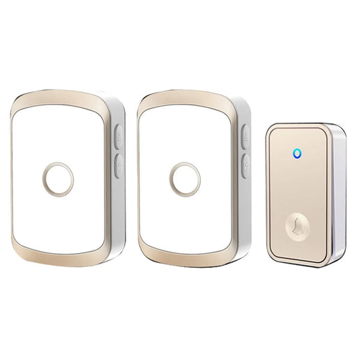 CACAZI FA50 Smart Wireless Doorbell Set Transmitter + 2 Receiver Self-Powered Doorbell for Home - Gold / US Plug - 1