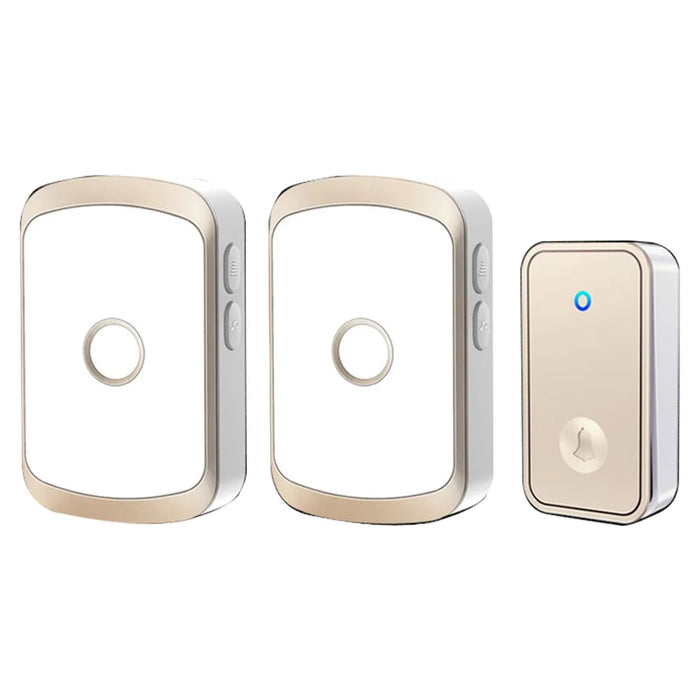 CACAZI FA50 Smart Wireless Doorbell Set Transmitter + 2 Receiver Self-Powered Doorbell for Home - Gold / US Plug - 1