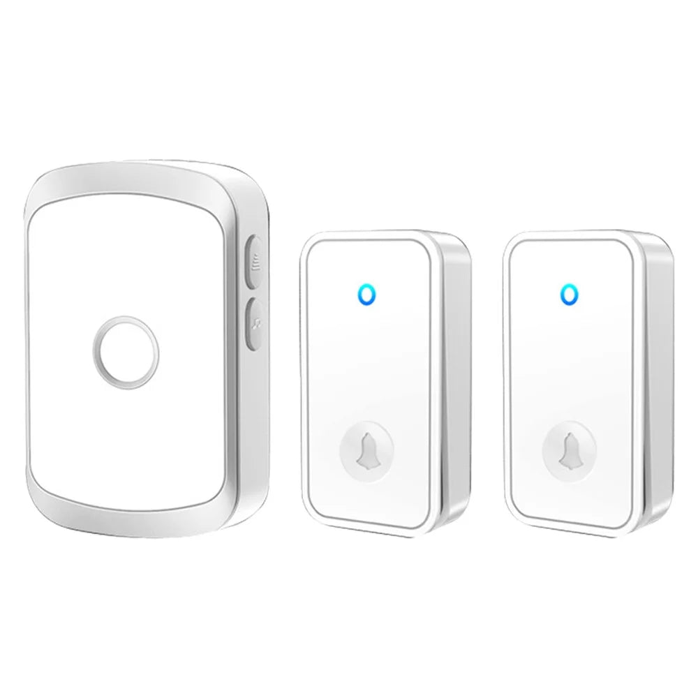 CACAZI FA50 Self-Powered Smart Doorbell Set 2 Transmitter + Receiver Wireless Doorbell for Home - Silver / US Plug - 1
