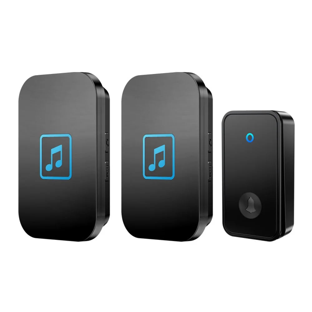 CACAZI FA86 Self-Powered Smart Wireless Doorbell Set with Transmitter + 2 Receiver Doorbell Support 150m Distance - Black / US Plug - 1