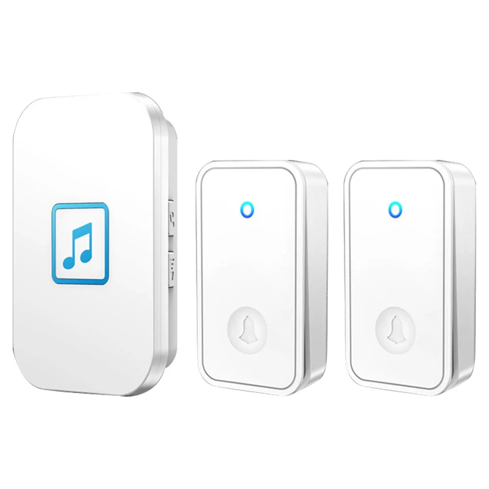 CACAZI FA86 150m Distance Wireless Doorbell Set with 2 Transmitter / Receiver Self-Powered Smart Doorbells - White / US Plug - 1
