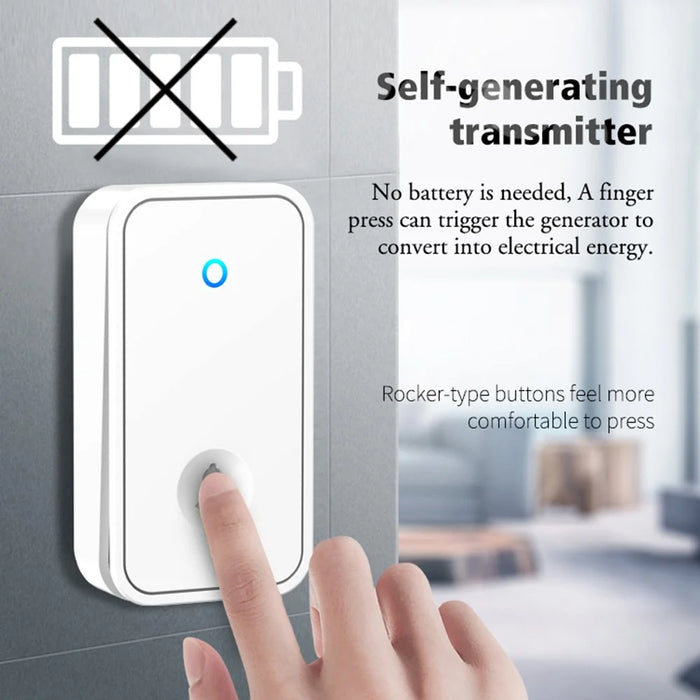 CACAZI FA78 Self-Generating Wireless Doorbells Set with 2 Transmitter / Receiver Smart Home Doorbell - Black / US Plug - 3