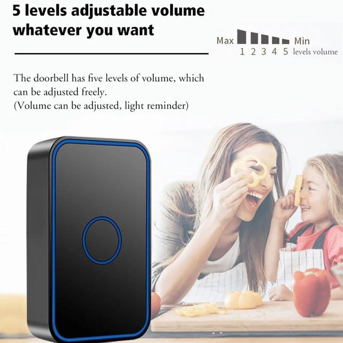 CACAZI FA78 Self-Generating Wireless Doorbells Set with 2 Transmitter / Receiver Smart Home Doorbell - Black / US Plug - 5