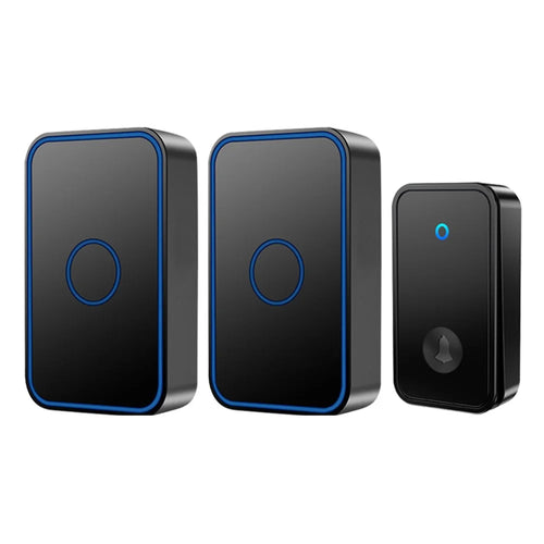 CACAZI FA78 Smart Wireless Doorbells Set with Transmitter / 2 Receiver Self-Generating Home Doorbell - Black / US Plug - 1