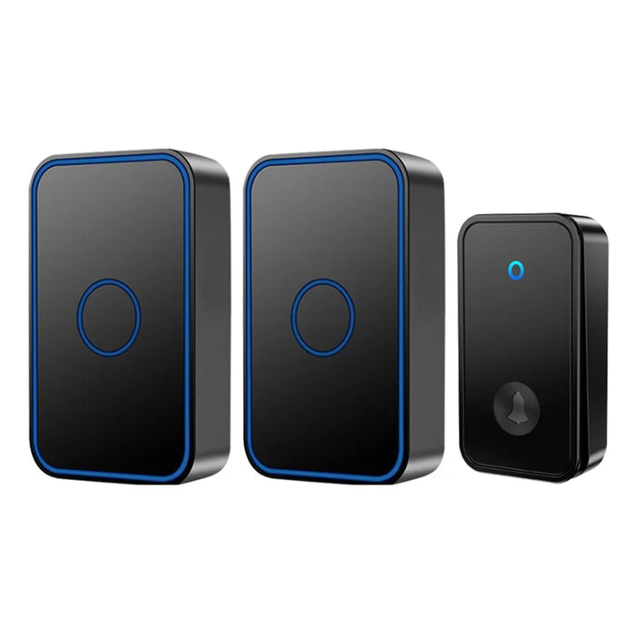 CACAZI FA78 Smart Wireless Doorbells Set with Transmitter / 2 Receiver Self-Generating Home Doorbell - Black / US Plug - 1
