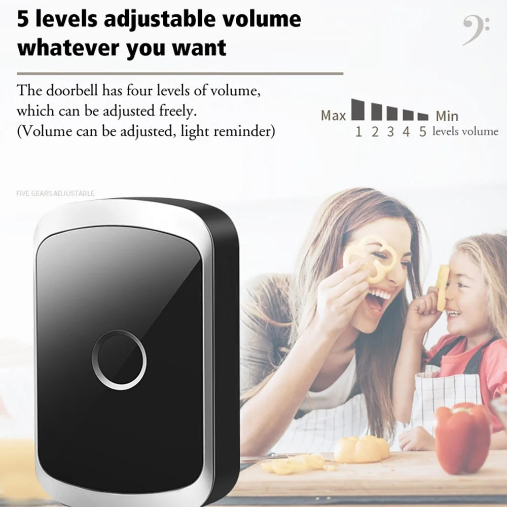 CACAZI FA50 Self-Powered Wireless Doorbell for Home Smart Doorbell Set with Transmitter + 2 Receiver (86 Large Button) - Gold / US Plug - 6