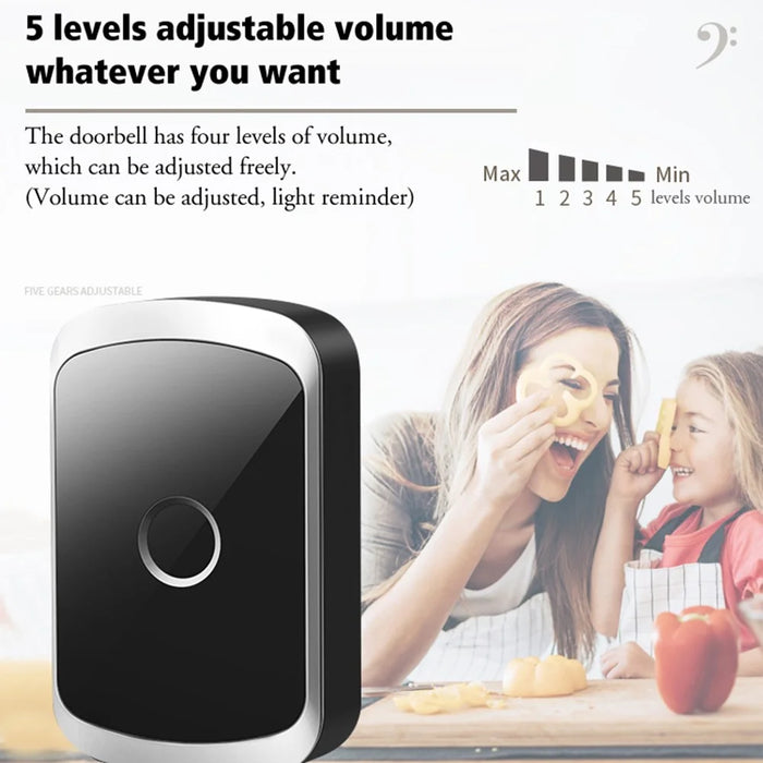 CACAZI FA50 Self-Powered Wireless Doorbell for Home Smart Doorbell Set with Transmitter + 2 Receiver (86 Large Button) - Gold / US Plug - 6