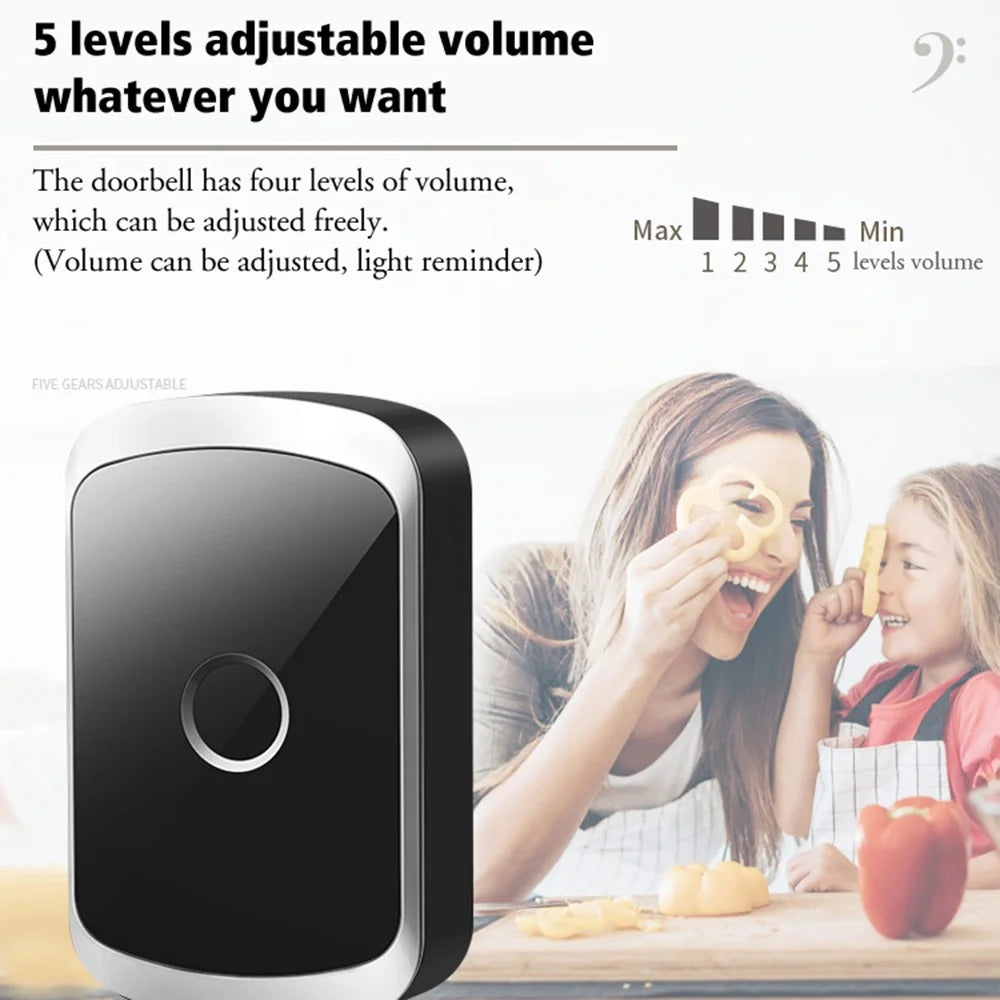 CACAZI FA50 Home Smart Wireless Doorbell Set Transmitter / Receiver Self-Powered Doorbell (86 Large Button) - Gold / US Plug - 5