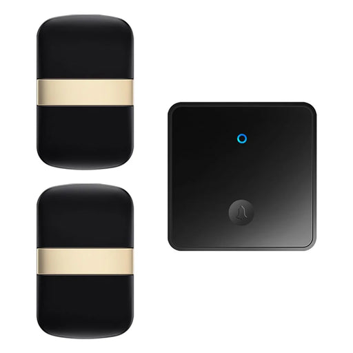 CACAZI FA96 Smart Home Alarm System 60 Chime Self-powered Wireless Doorbell (Type 86 Big Button), 1 Transmitter+2 Receivers - Black / US Plug - 1