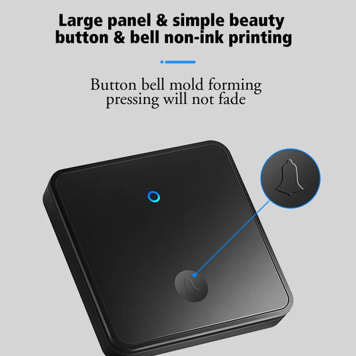 CACAZI FA96 Self-powered Wireless Doorbell No Battery Required Ring Chime (Type 86 Big Button), 1 Transmitter+1 Receiver - Black / US Plug - 7