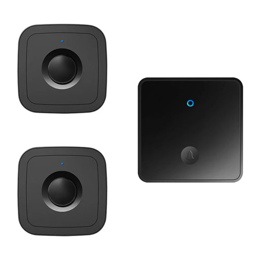 CACAZI FA12 Self-powered Wireless Doorbell 60 Songs Remote Calling Bell (Type 86 Big Button), 1 Transmitter+2 Receivers - Black / US Plug - 1