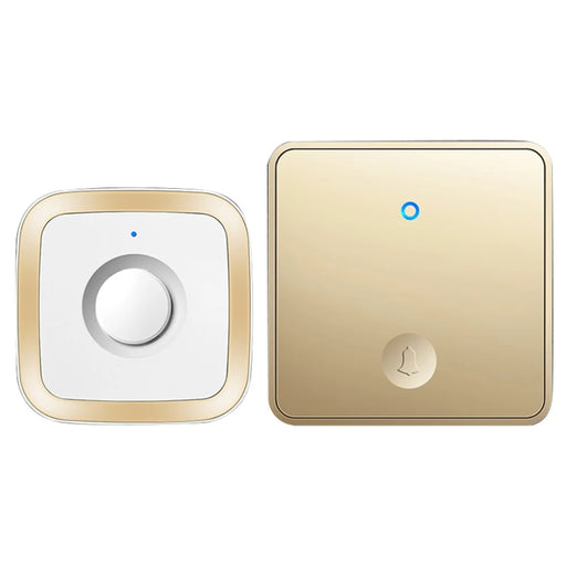 CACAZI FA12 Home Wireless Doorbell 60 Songs Remote Smart Calling Bell (Type 86 Big Button), 1 Transmitter+1 Receiver - Gold / US Plug - 1