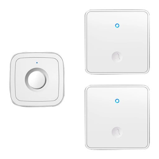 CACAZI FA12 60 Songs 5 Levels Adjustable Wireless Doorbell Calling Bell (Type 86 Big Button), 2 Transmitters+1 Receiver - White / US Plug - 1