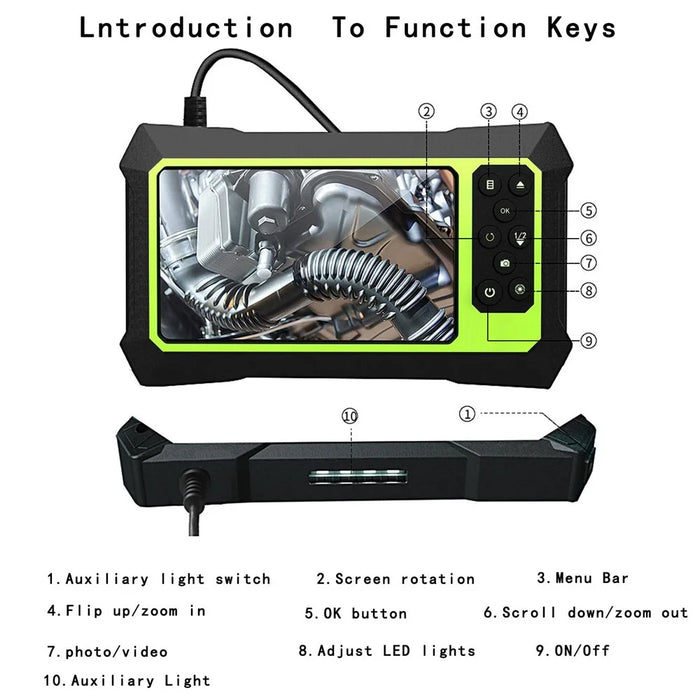 B315 2m Wire 5mm Dual Lens 4.3-inch Screen Waterproof Endoscope Camera 6+1 LED HD Industrial Borescope - 7