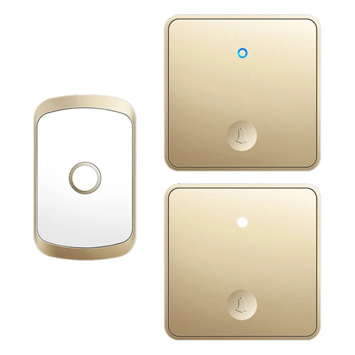 CACAZI FA50 Self-Powered Smart Wireless Doorbell Set 2 Transmitter  /  Receiver Doorbell for Home (86 Large Button) - Gold / US Plug - 1