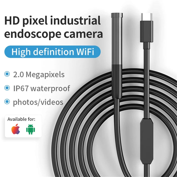 W300 3m Wire 8mm Lens Endoscope Camera IP67 Waterproof 1080P Borescope for iOS Android - 3