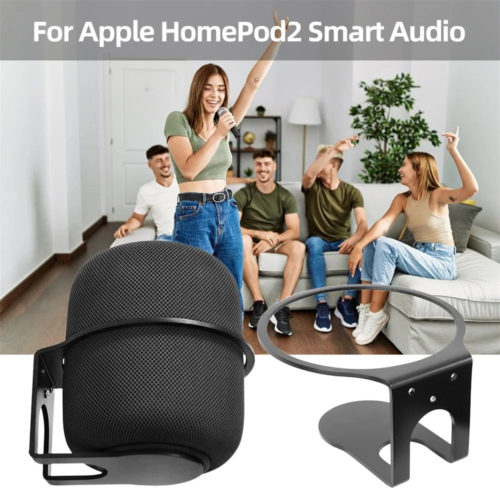 For Apple HomePod 2 2023 Speaker Aluminum Alloy Wall Hanger Wall-Mounted Hanging Holder Mounting Bracket - Black - 4