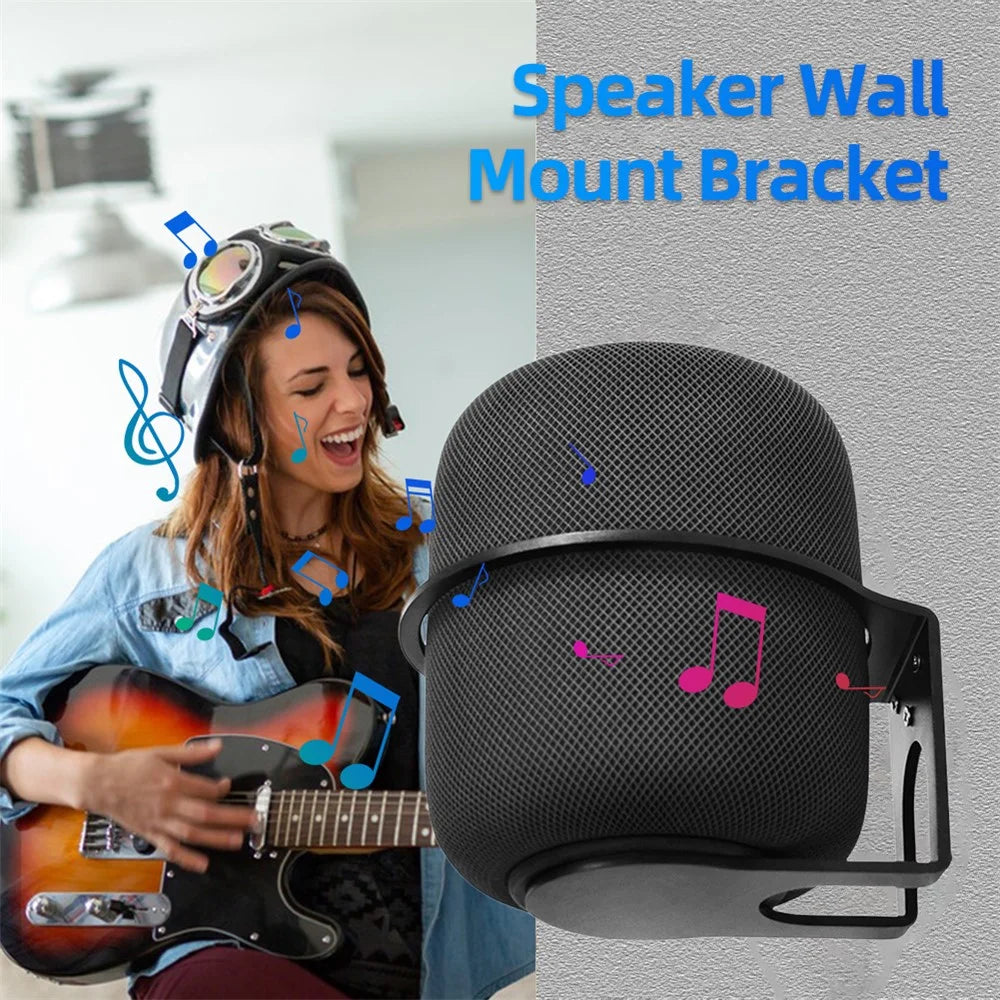 For Apple HomePod 2 2023 Speaker Aluminum Alloy Wall Hanger Wall-Mounted Hanging Holder Mounting Bracket - Black - 5