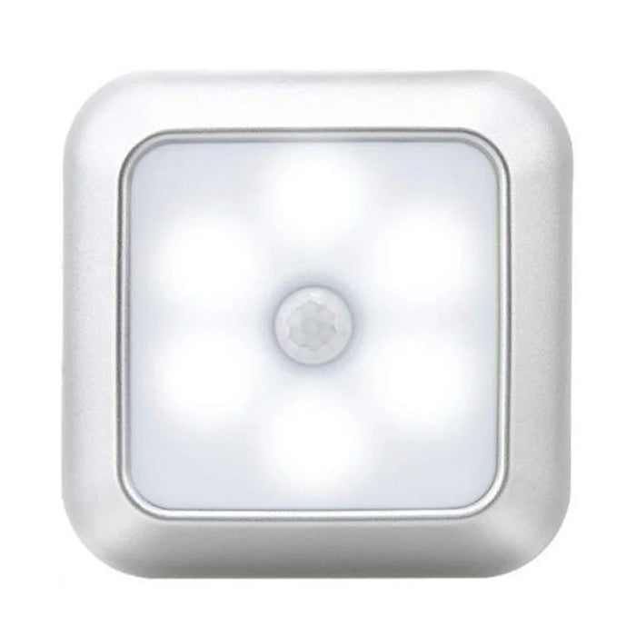 Square Human Infrared Sensor Light Smart Home Wardrobe Aisle Light Control Lamp Creative Night Light - Silver / White Light - 1