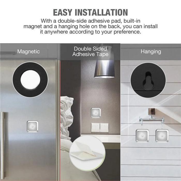 Square Human Infrared Sensor Light Smart Home Wardrobe Aisle Light Control Lamp Creative Night Light - Silver / White Light - 3