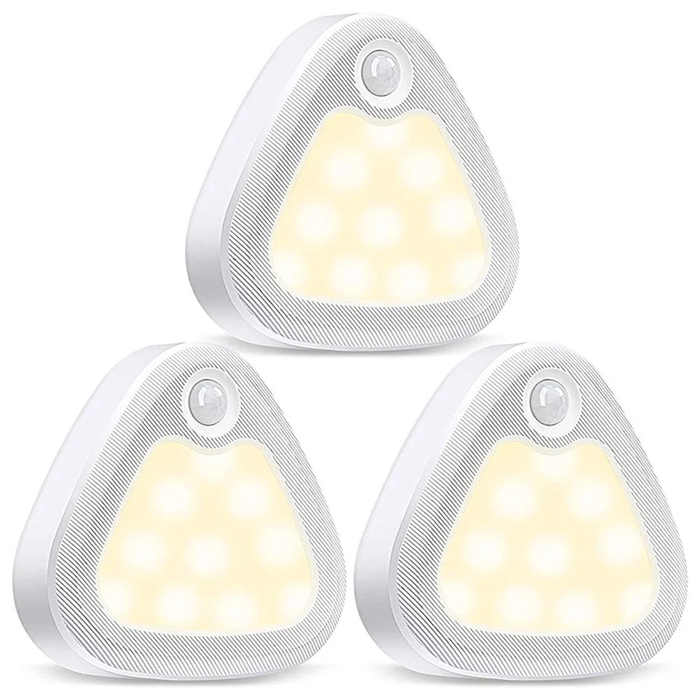 3Pcs / Set Triangle Motion Sensor Light Simple Smart Home Fashion Bedside Lamp Creative Magnetic Sensor LED Night Light - Warm Light - 1