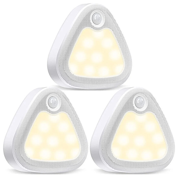 3Pcs / Set Triangle Motion Sensor Light Simple Smart Home Fashion Bedside Lamp Creative Magnetic Sensor LED Night Light - Warm Light - 1