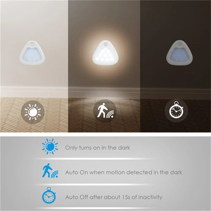 3Pcs / Set Triangle Motion Sensor Light Simple Smart Home Fashion Bedside Lamp Creative Magnetic Sensor LED Night Light - Warm Light - 4