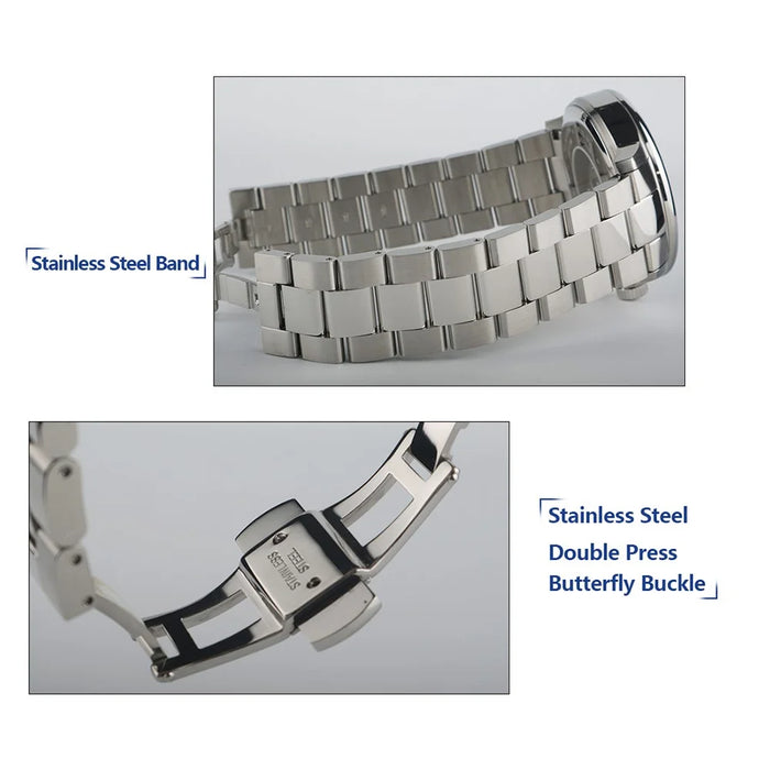 LADEON Sapphire Crystal Glass Waterproof Men Watch Stainless Steel Mechanical Round Wrist Watch - Steel Color LAD10027 - 6
