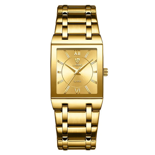 LIEBIG L1029 For Couple Square Dial Analogue Quartz Wrist Watch with Stainless Steel Strap - Gold Dial+Gold Strap / Men - 1