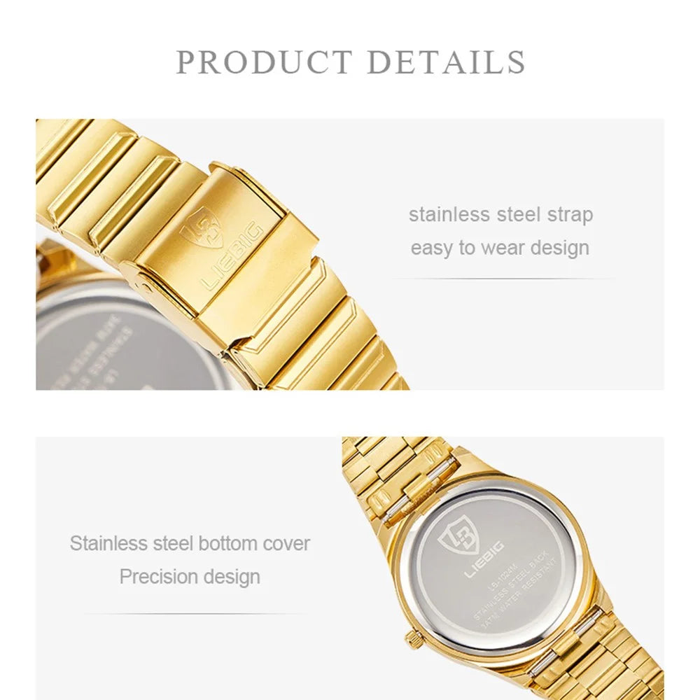 LIEBIG L1024 Fashion Couple Wrist Watch Stainless Steel Strap Analogue Quartz Watch - Luminous Dial / Men - 3