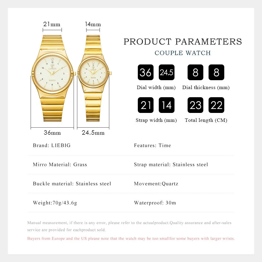 LIEBIG L1024 Fashion Couple Wrist Watch Stainless Steel Strap Analogue Quartz Watch - Luminous Dial / Men - 7