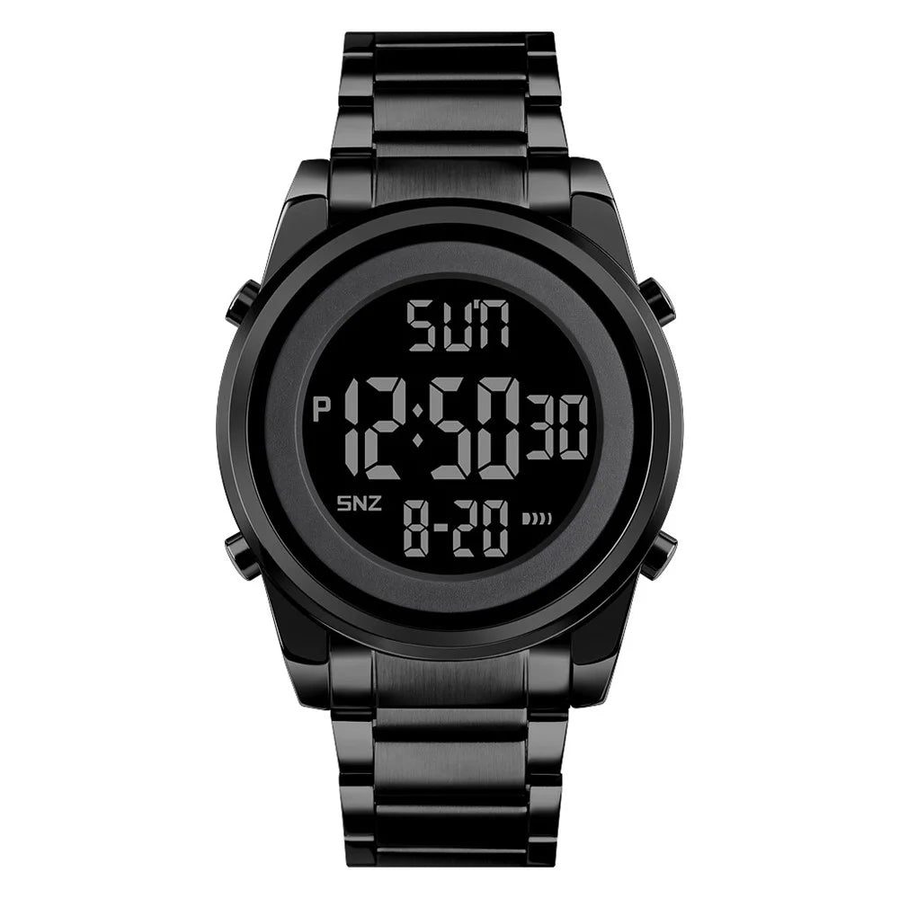 SKMEI 1611 Simple Business Men Watch Multifunctional Steel Strap Electronic Watch with Luminous Display - Black - 1