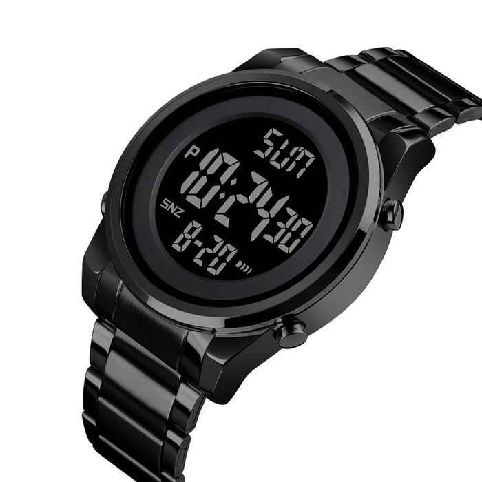 SKMEI 1611 Simple Business Men Watch Multifunctional Steel Strap Electronic Watch with Luminous Display - Black - 2