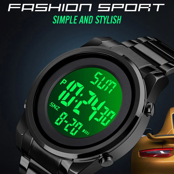 SKMEI 1611 Simple Business Men Watch Multifunctional Steel Strap Electronic Watch with Luminous Display - Black - 3
