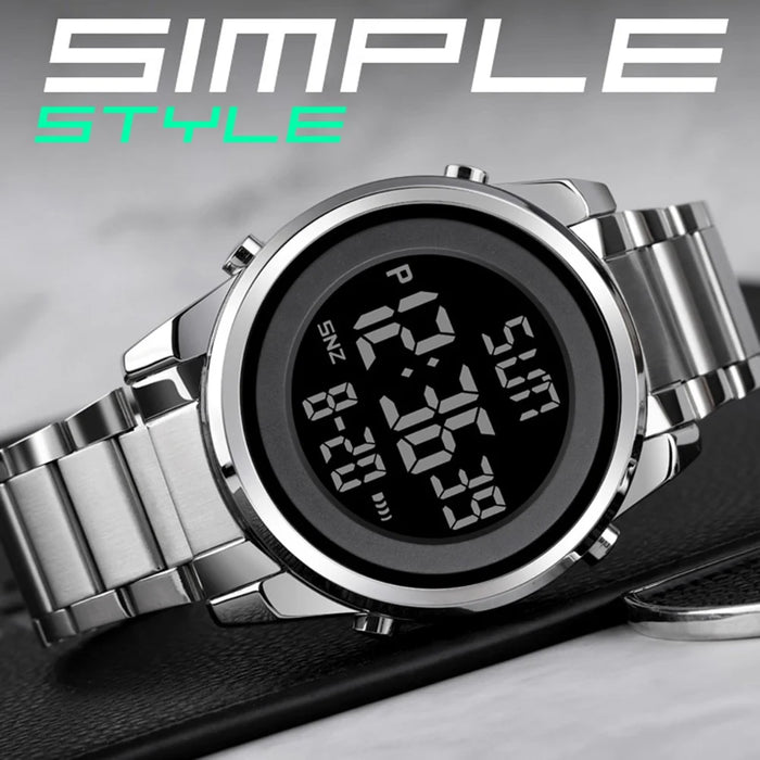 SKMEI 1611 Simple Business Men Watch Multifunctional Steel Strap Electronic Watch with Luminous Display - Black - 4
