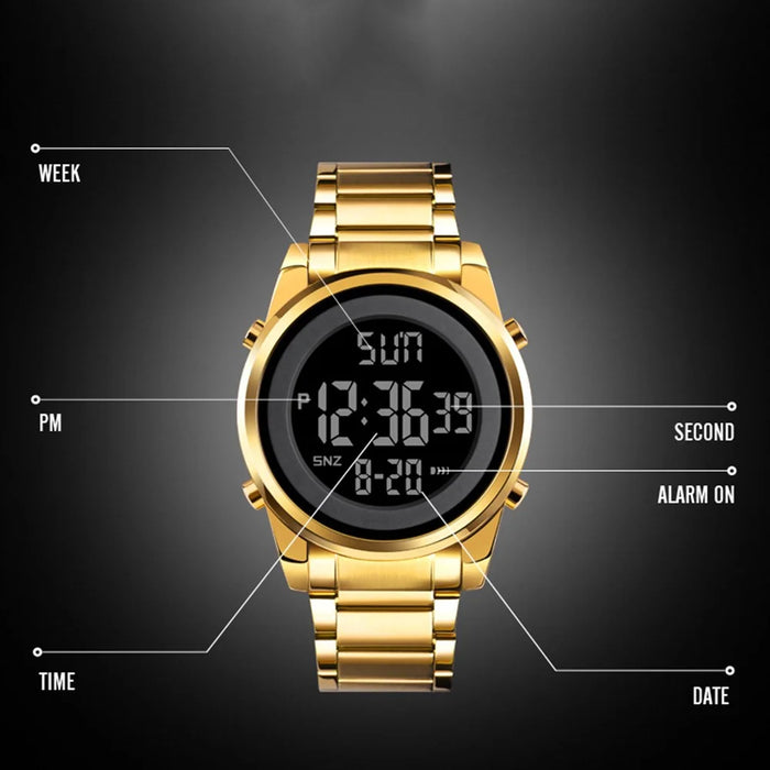 SKMEI 1611 Simple Business Men Watch Multifunctional Steel Strap Electronic Watch with Luminous Display - Black - 6