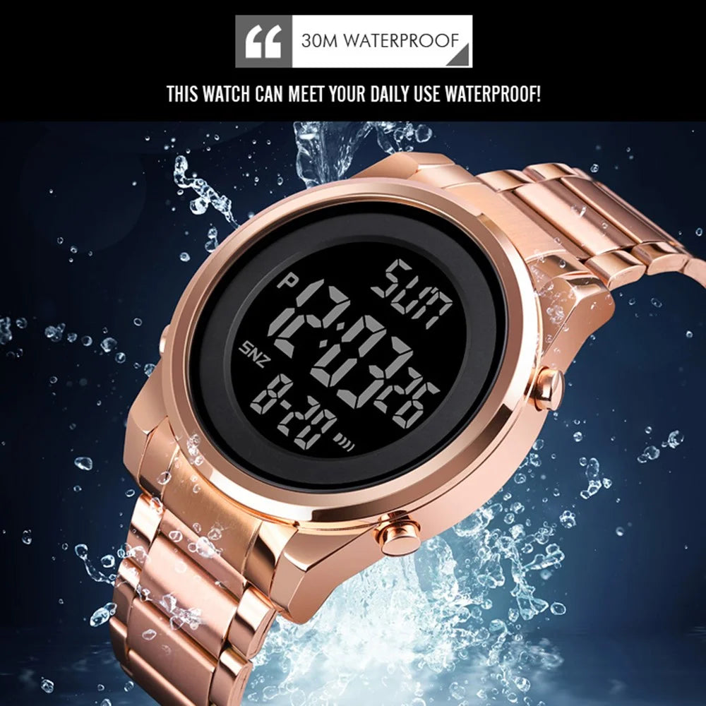 SKMEI 1611 Simple Business Men Watch Multifunctional Steel Strap Electronic Watch with Luminous Display - Black - 7