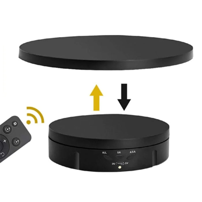 2 In 1 Charging Turntable Rotary Jewelry Display Stand Photograph Accessories with Remote Control - Black - 1