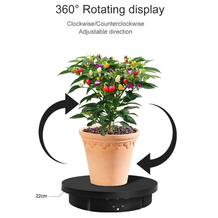 2 In 1 Charging Turntable Rotary Jewelry Display Stand Photograph Accessories with Remote Control - Black - 2