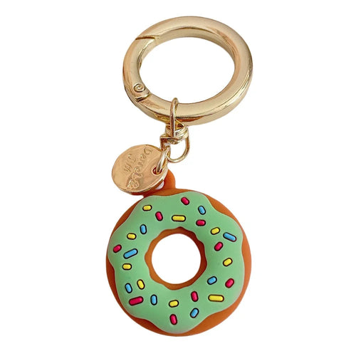 For Apple AirTag Bluetooth-compatible Tracker Donut Design Silicone Case Protective Cover with Ring Buckle - Green - 1