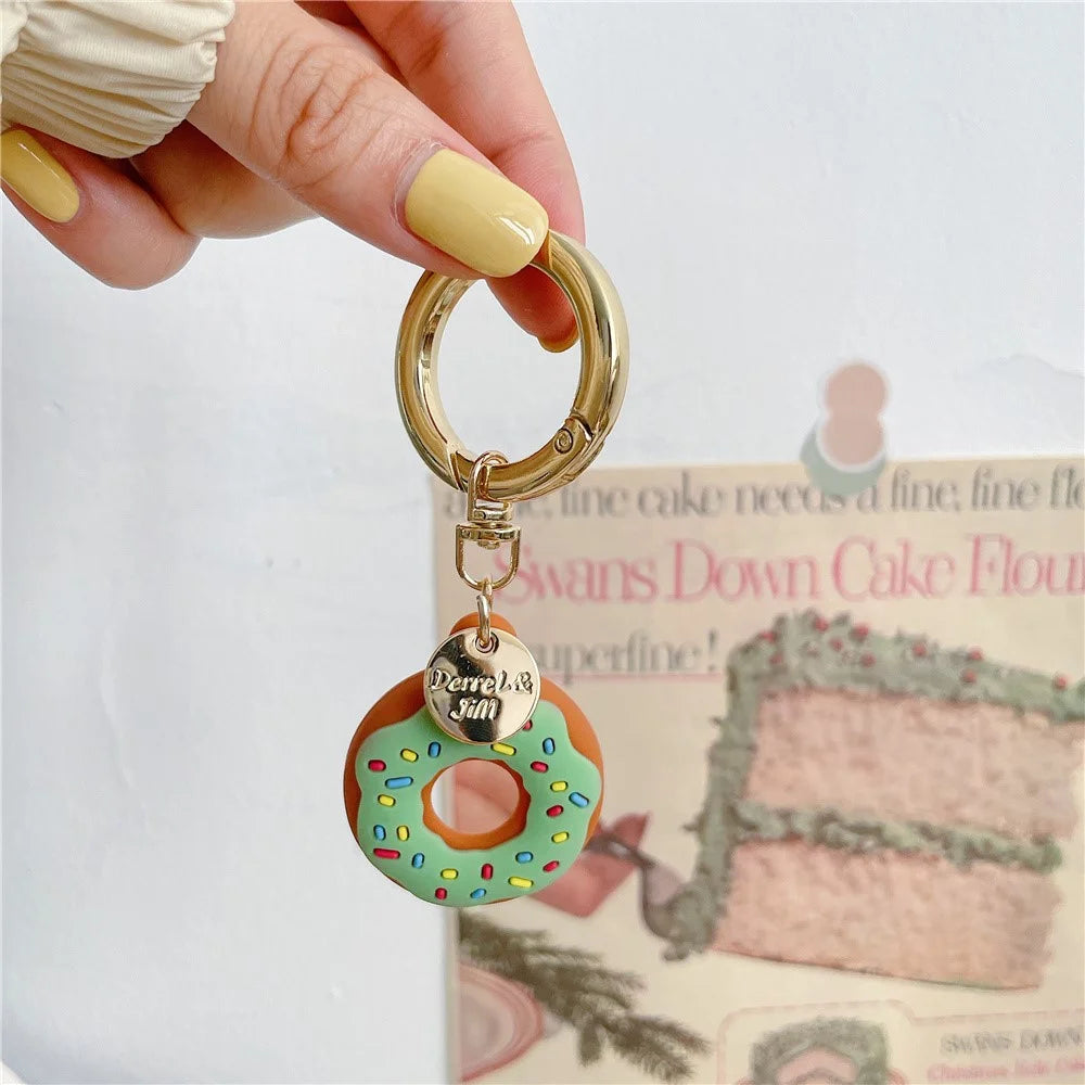 For Apple AirTag Bluetooth-compatible Tracker Donut Design Silicone Case Protective Cover with Ring Buckle - Green - 2