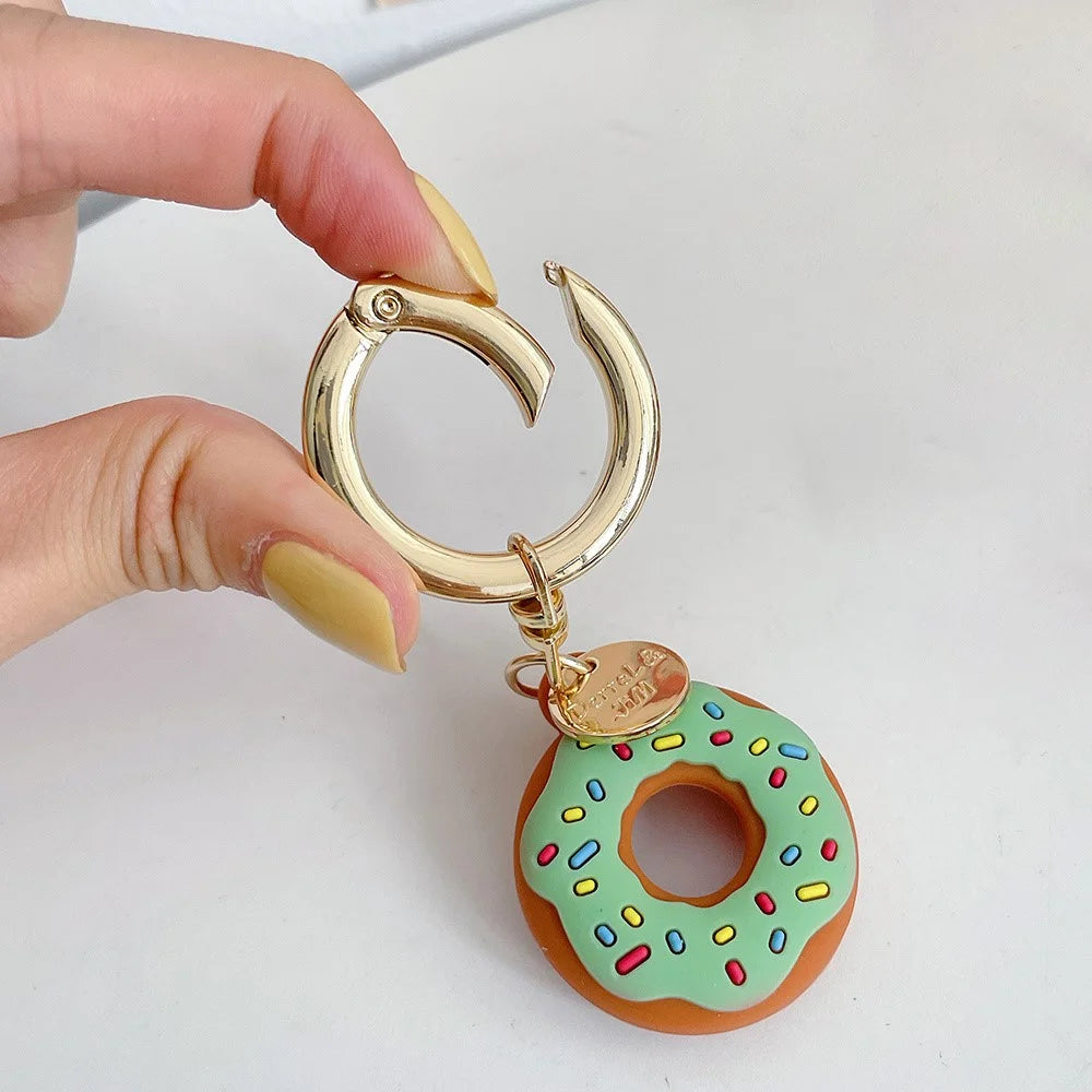 For Apple AirTag Bluetooth-compatible Tracker Donut Design Silicone Case Protective Cover with Ring Buckle - Green - 3