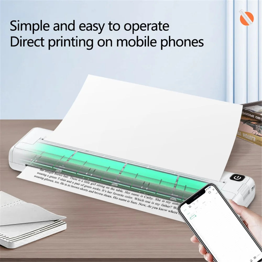 A4 Inkless Printer Portable Thermal Paper Printer Compact Pocket Student Mini Printer - 2
