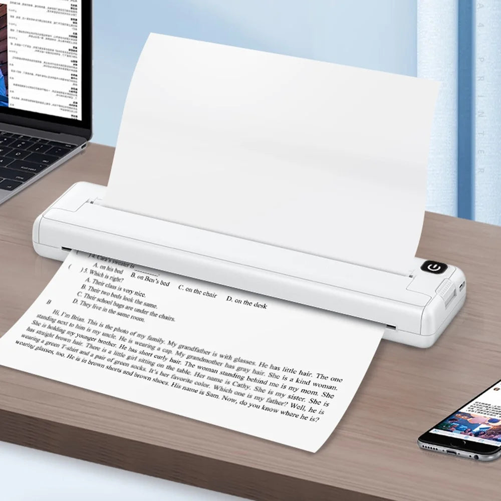 A4 Inkless Printer Portable Thermal Paper Printer Compact Pocket Student Mini Printer - 5
