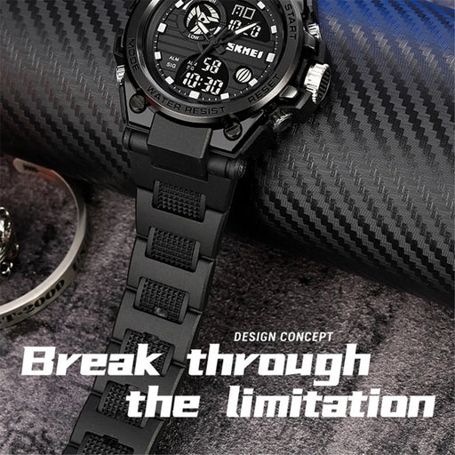 SKMEI 2031 50m Waterproof Dual-Time Men's Watch Multifunction 12H / 24H Format Sports Watch with Leather Strap - Black  /  Gold - 2